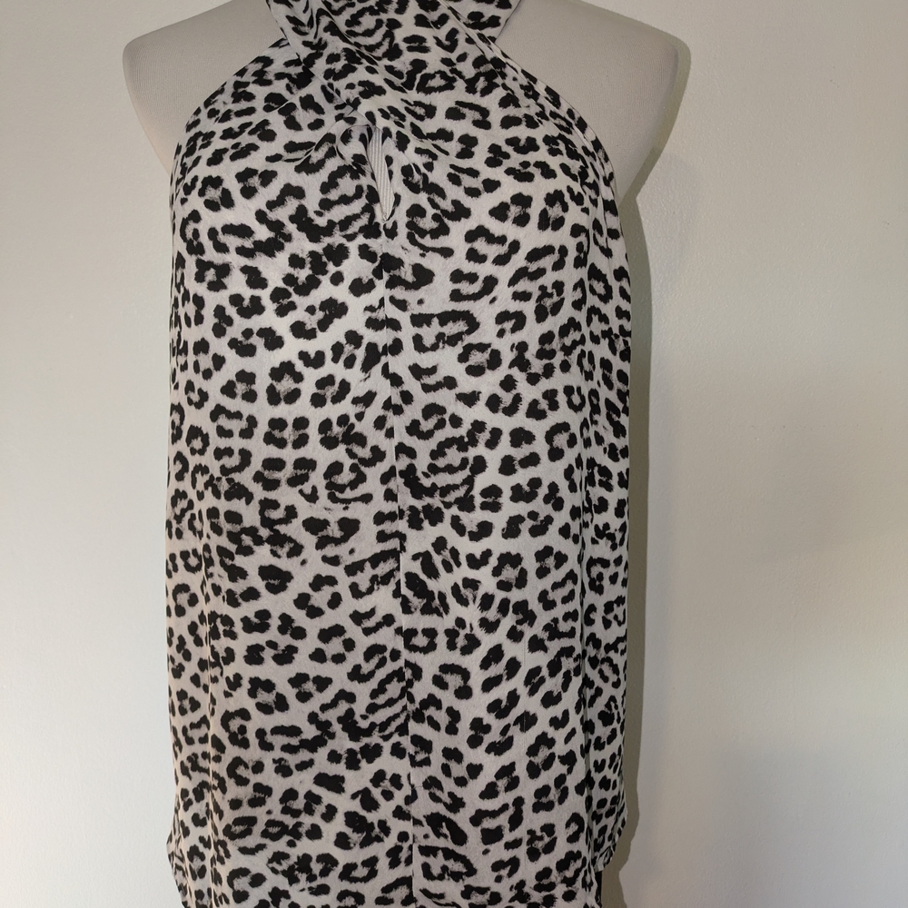 Ann Taylor Factory Black and White Sleeveless Halter Blouse - Picture 2 of 11